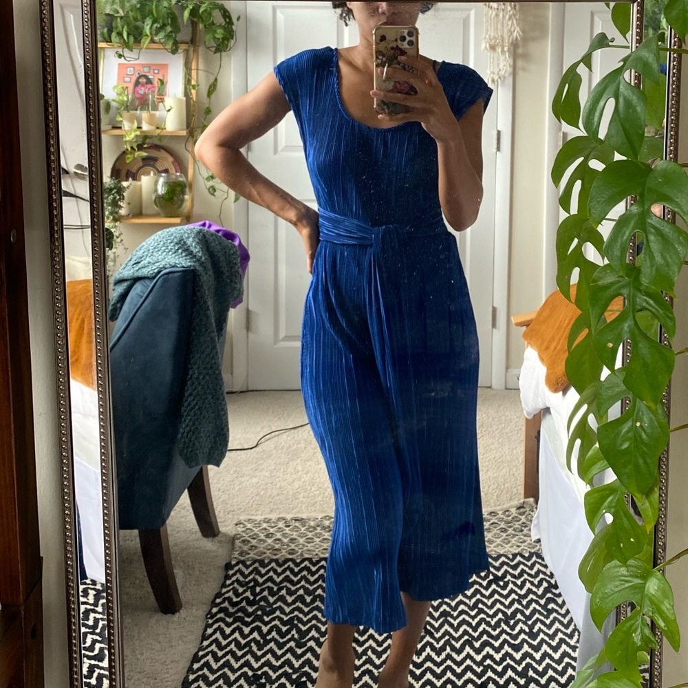 Royal Blue Anthropologie Jumpsuit Great for fall and holiday events